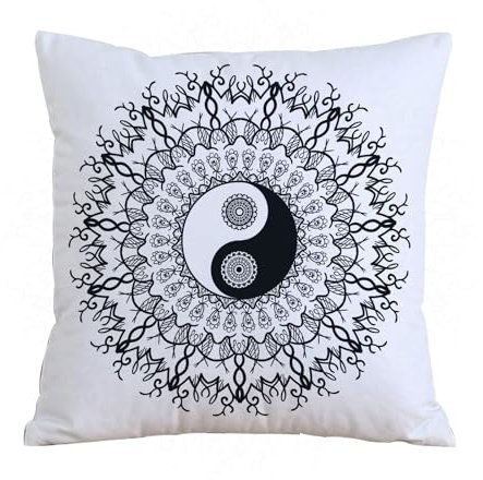 ERRTU Kissenbezug 50x50 cm,Ying Yang, Vintage Yin und Yang Mandala Muster Etnic Mot,Dekokissen Kissenbezüge Deko Kissen Bezug Wohnzimmer Zierkissen für Sofa Stuhl Bett Garten