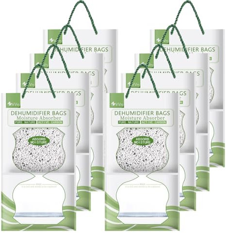Luftentfeuchter Hängen,Humidity Pack 8 Packungen 95g*500ml,Entfeuchter Schrank mit Feuchtigkeitsfänger-Kristallen,für Schränke, Zuhause,Küche, Garage,Feuchtigkeit Anti-Schimmel Desodorierende(Grün)