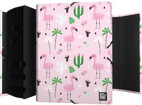 Grafoplas - Carpeta Clasificadora Escolar, 12 Posiciones, Diseño Tropical, Bits & Bobs Pop Up Design, 35x26x2cm, Cartón Plastificado Soft, Certificado FSC, Ideal para Archivar Documentos a4 y Folio