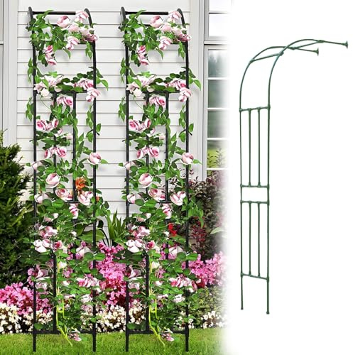 Générique Arche De Jardin Demi-côté Tonnelle De Extérieur Robuste, Arche De Décoration Arceau À Rosiers en Métal, Pergola Fixé Au Mur pour Les Plantes Grimpantes, 240cm De Haut(Vert,W150 x H240cm)