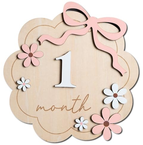 Baby Monthly Milestone Sign,1-12 Monthly Baby Milestone, Month Milestone Baby Girl, Baby Months Milestone, Newborn Photography Props Double-Sided (B11)
