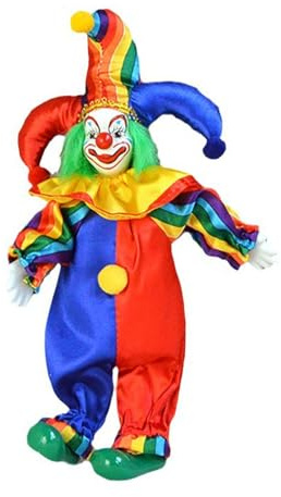 Clown-Puppe aus Keramik, handbemalt, 24 cm, Harlekin-Ornament für Heimdekoration, Geburtstag