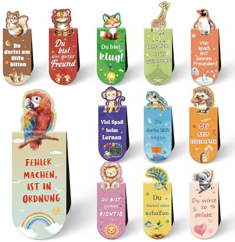 24 Magnetische Lesezeichen Kinder, Mitgebsel Kindergeburtstag Gastgeschenke | Geschenke zur Einschulung Mädchen Junge,Kleinigkeiten für die Schultüte,Abschiedsgeschenk Kinder,Mitbringsel Kindergeburtstag