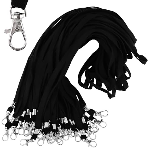 MUXHEL 150 Stück Schlüsselband, lanyard schlüsselband, Schlüsselbänder, Lanyards schlüsselanhänger, schlüsselanhänger band, schlüsselband zum umhängen, für ID-Karten(Schwarz)