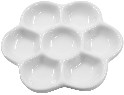 Piutouyar 1 paquete de plato de comida de cangrejo ermitaño, 7 compartimentos de cerámica, plato de alimentación de cangrejo ermitaño para alimentos y agua, platos de cerámica