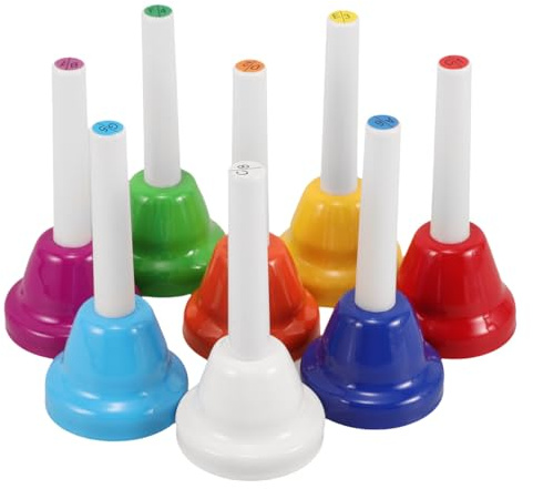 POPETPOP 8 Handglocken mit Metallnoten, bunt, Musikinstrument für Jungen, Mädchen, Kleinkinder, Vorschule, Party, Familie