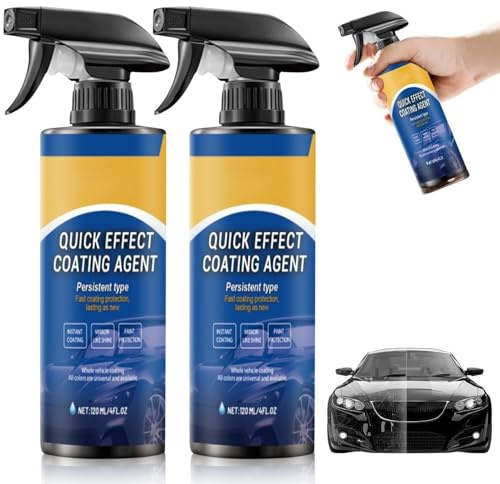 Car Coating Spray - Coating Agent for Cars with Hydrophobic Water Beading, Gloss & Shine, Light Scratch Care | Waterless Spray-and-Wipe for Paint, Glass & Alloys | 2 x 120ml