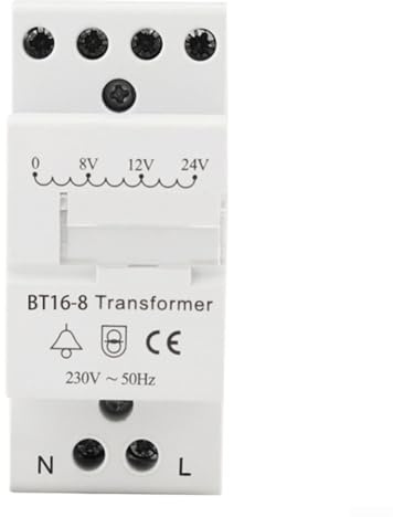Minflora Türklingel-Transformator, 230 V Wechselstrom, mit 4 VA 8 VA Ausgang für Standard-Führungsschiene, gebaut mit Epoxidharz für Schlagfestigkeit und elektrische Sicherheit