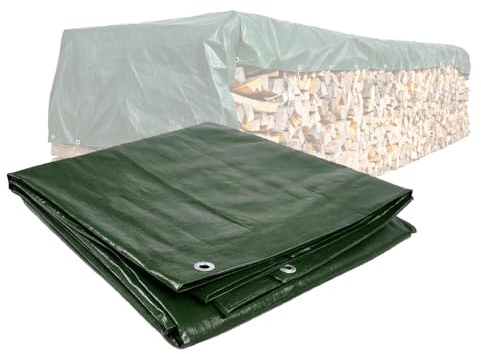 VEPATIM 2 PolyTarp PE Holzabdeckplane Schutzplane 1,5 x 6m grün reißfest wasserdicht 210g/m²
