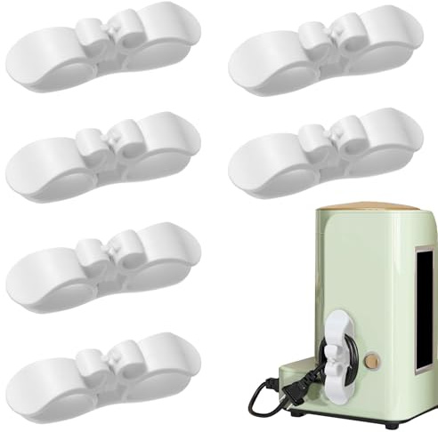 Ouligay 6 organizadores de cables blancos para electrodomésticos, utensilios de cocina, soporte de cables para olla a presión, cafetera, freidora de aire, tostadora y licuadora