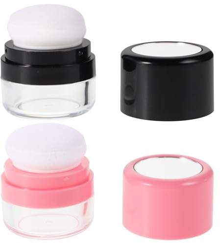 VILLCASE 2pcs Travel Refillable Dry Shampoo Powder Bottle with Sponge Applicator and Mirror Compact Loose Powder Case for Hair Volume and Sparse Hairline Coverage Portable for Everyday Use