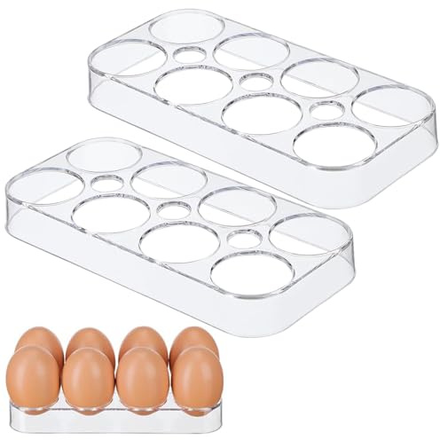 2 Pezzi Porta Uova da Frigo, 8-Griglie Contenitore per Uova per Frigorifero, Portauova Frigorifero, Organizzatore per Uova in Plastica, Vassoio Per Uova in Frigorifero o Sul Piano Di Lavoro