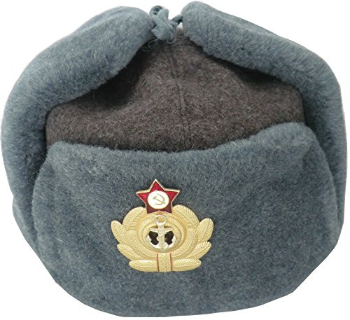 RUSSIANSTORE Russische Fellmütze Wolle, Schapka Uschanka, Wintermütze Militärmütze der Sowietischen Marine. Gr. XL.