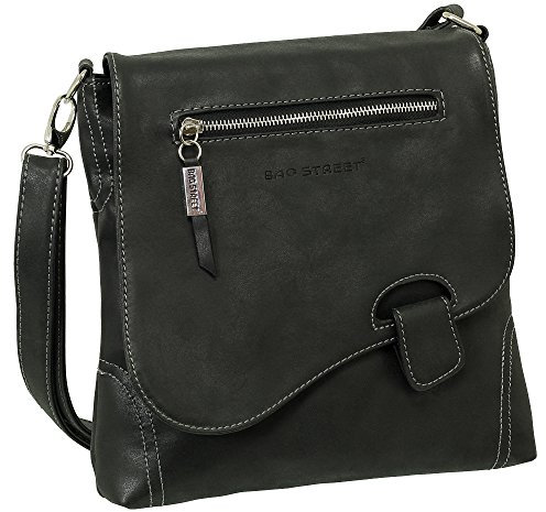 Geschenkset - Handtasche Schultertasche Umhängetasche Wildleder-Imitat Used Look mit Riegelverschluss Farbe schwarz