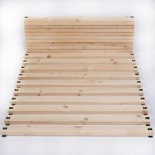 TUGA - Holztech metallfreier Zirben Rollrost Lattenrost Naturholz bis 300kg Flächenlast (Gurtband montiert, 100 x 220)