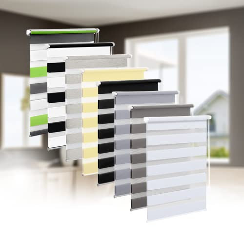 Eurohome Doppelrollo Klemmfix ohne Bohren, Duo Rollo,45cm x 150cm (Stoffbreite 41 cm) Weiß Transparentes und undurchsichtiges Sichtschutz Rollo mit Klemmträgern für Fenster und Türen