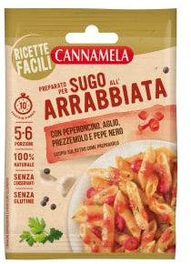 Cannamela, Ricette Facili, Preparato per Sugo all'Arrabbiata, con Peperoncino, Aglio, Prezzemolo e Pepe Nero, Senza Glutine, Pronto in 10 Minuti, Busta da 5-6 Porzioni