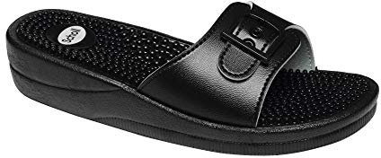 Scholl New Massage, Sandali Donna, Nero, 38 EU