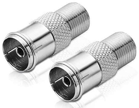 conecto Adapter F-Buchse auf IEC-Koax-Buchse, Antennen-Adapter zwischen F-Stecker für Sat-Kabel und IEC-Stecker für BK und DVB-T(2 Stück)