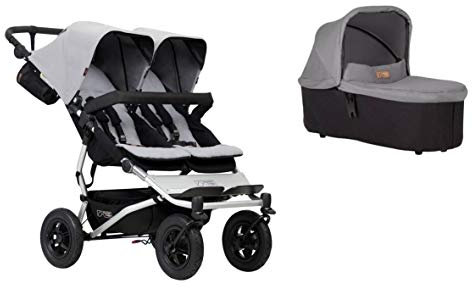 Ausstellungsstück Mountain Buggy duet buggy V3 als Doppelsitz-Buggy + 1 Babyschale - silber
