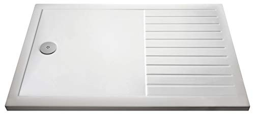 Nuie NTP1780 | Modern Bathroom Slimline Pearlstone Wetroom Shower Tray, 800mm x 1700mm, Gloss White