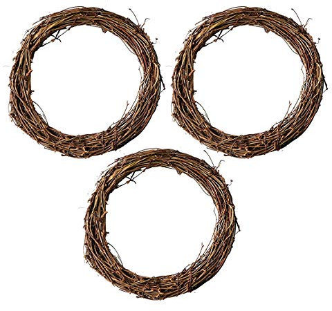 XHONG 3Pcs Natural Grapevine Wreath Diy Grapevine Wreath Craft Christmas Front Door Wreath Decor Grapevine Wreath Ring Rattan Wreaths Thanksgiving Home Wedding Window Hanging Decor