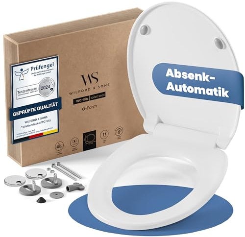 Wilford & Sons PREMIUM Abattant WC - Siège WC avec fermeture douce - Abattant WC forme O blanc - Siège de toilette démontable et de haute qualité - Nettoyage facile - Lunette WC en Duroplast