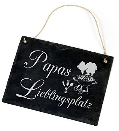 Schiefertafel Papas Lieblingsplatz - Schild Grill - 22 x 16 cm