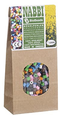 Nabbi Bio Bügelperlen, Ø 5 x H 5 mm, 1.000 Stk., 10 Farben Mix