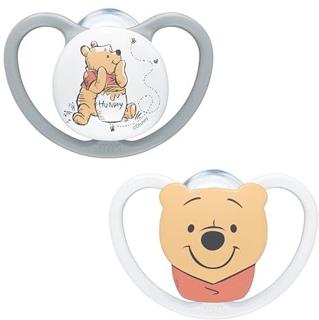 NUK Space Schnuller | 6-18 Monate | Schnuller mit extra Belüftung | BPA-freies Silikon | Disney Winnie Puuh | 2 Stück
