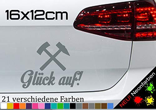 Glück auf! Bergbau Kumpel Aufkleber Sticker Spruch Ruhrpott Bergleute 16x12cm in 21 Farben