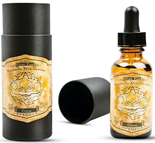 Moustache Wax Remover For Handlebar Moustaches by Death Grip Strong Hold Mustache Wax - Night Fury Mustache Wax Remover 1oz or 30ml