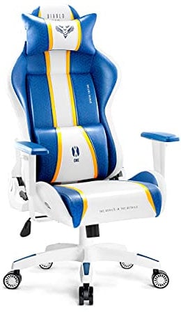 Diablo X-One 2.0 Silla Gaming Gamer Oficina Sillon de Ordenador Reposabrazos Ajustables Cuello/Cojín Lumbar Diseño Ergonómico Aqua Blue Normal (L)