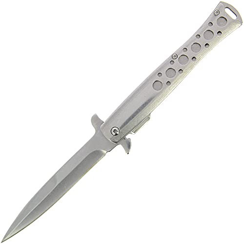 G8DS® Einhandmesser Rainbow Effect federunterstützt Camping Outdoor Secrurity (Silber)