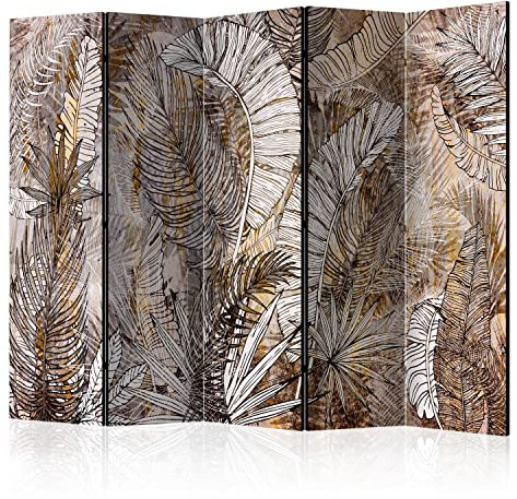 murando Raumteiler Foto Paravent Federbusch 225x172 cm beidseitig auf Vlies-Leinwand Bedruckt Trennwand Spanische Wand Sichtschutz Raumtrenner Design Blätter Abstrakt Jungle bunt b-C-10039-z-a