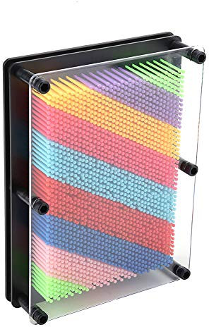 Dioche 3D Metall Pin Art Board, Handform Art Board Multi Size Farbe Kunststoff Nadel Schnitzen Neuheit Kinder Spielzeug 3D Fun Desktop Skulptur Gadget für Home Office Dekoration Geschenk(Black Large)