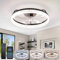 YUNLONG Ventilador de Techo con Luz y Mando a Distancia Silencioso dc Lampara Ventilador Sin Aspas Cristal Ventiladores Techo Modernos con Temporizador Regulable 6 Velocidades para Dormitorio,Negro