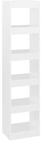 vidaXL Bücherregal Raumteiler Standregal Aktenregal Wandregal Regal Raumtrenner Aufbewahrung Büroregal Dekoregal Hochglanz-Weiß 40x30x166cm