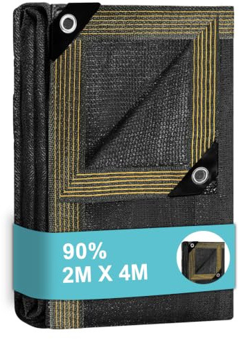 BeGrit Red de Sombra 2x4m Malla de Sombreo con Ojales 90% Exterior Jardín | Malla Sombreadora Toldos para Patio Red de Protección Solar Resistente a Rayos UV para Pergola Balcon Terraza