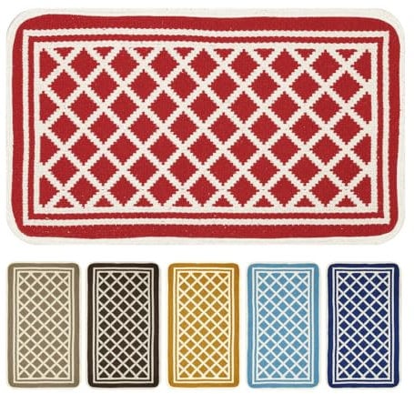 OLIVO.shop | MELODY Tappeto cotone lavabile in lavatrice, Tappeti cotone economici 50x80 cm, rombi (ROSSO)