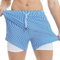 MaaMgic Herren Badehose mit Kompression Badeshorts 2 in 1 | 5.5 Schnelltrocknend lässige Swim Shorts Kurz Boardshorts mit Innenhose Reißverschlusstasche XS - XXL,Blau Weiß Streifen 5.5,L
