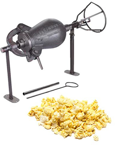 KIPEKE Old-Fashioned Popcorn Machine, Open Firing Popcorn Puffing Machine, Automatic Hand-Cranked Old Cannon Popcorn Machine, Classic Retro Chestnut Rice Corn Puffing Machine, Dry Chicken Pot