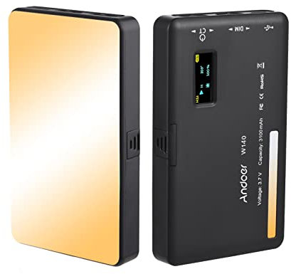 Andoer W140 LED Videoleuchte, Mini Videolicht 2500K-6500K Dimmbare LED Fotolicht Videokonferenzlicht für DSLR Camcorder Live-Streaming
