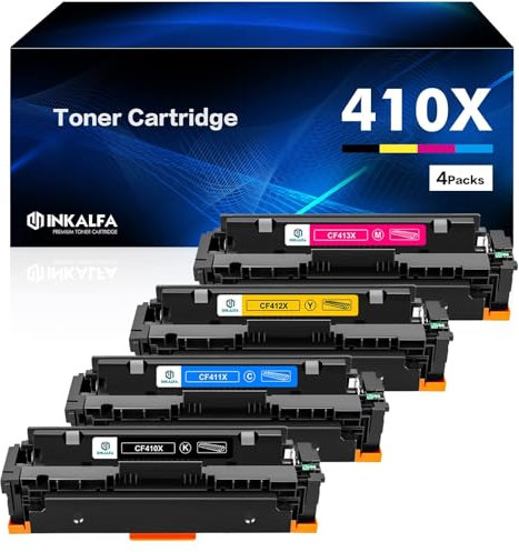 inkalfa 410X 410A CF410X Kompatibel für HP 410X 410A CF410A Multipack Color Laserjet Pro MFP M477fdw Toner M477fdn M477dw M477fnw M452dn M377dw M452dw M452nw ( Schwarz Cyan Gelb Magenta, 4er-Pack )