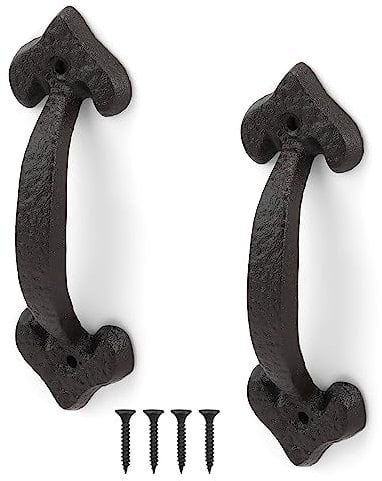 KLEHOPE Tirador de Puerta de Granero Resistente, 2 Piezas Tirador de Puerta de Hierro Fundido, Manijas de Puerta Correderas, con Tornillos, para Puertas de Cobertizo, Garajes, Armarios
