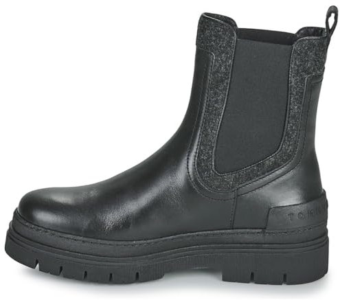 Tommy Hilfiger Feminine Felt Chelsea Bootie SchuheDamen, Schwarz und silberfarben, 39 EU