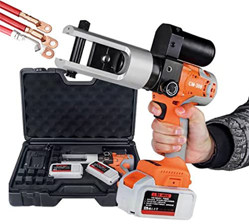 DPDZSW Pinze a Crimpare Idrauliche Ricaricabili con 11 Paia di Matrici, Pinze a Crimpare Idrauliche Elettriche 16-300 Mm², Pinze Automatiche per Terminali a Filo 12 Tonnellate, Pressa Idraulica