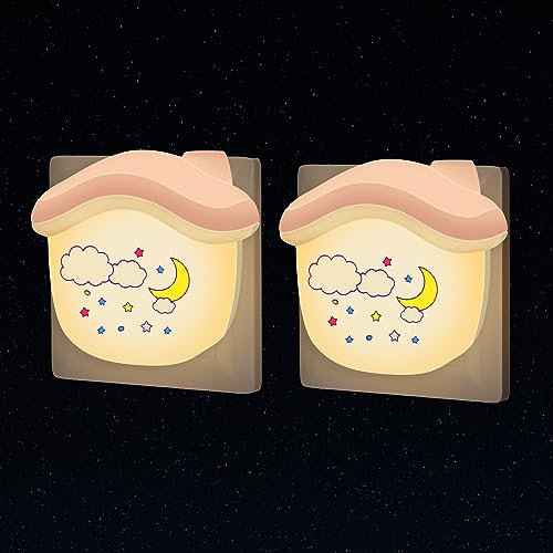 Annmore Veilleuse Prise Électrique avec Capteur Crépuscule Lot de 2 Lampe Chevet pour Chambre Enfant Veilleuse Maternité Nomade Lumière Murale sur Secteur Cadeau Naissance Fille