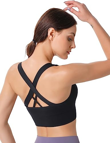 Heersan Damen Sport BH Starker Halt, Push-up Yoga BHS, ohne Bügel Sport Bra | Nahtloser Sport-Büstenhalter, Crossback Design, Abnehmbare Polster, Sport-BHs Ideal für Laufen, Joggen, Fitness
