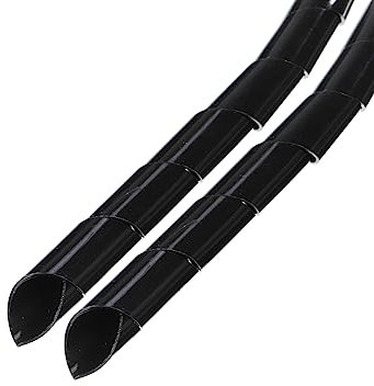 sourcing map 2Pcs Spiral Tube Wrap Cable Management Sleeve 13.1ft 10mm ID Flexible PE Cord Organizer for Computer Wire Power Cable Gas Pipe Black